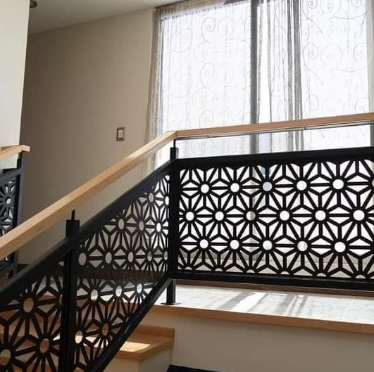 Decorative metalwork on an interior staircase